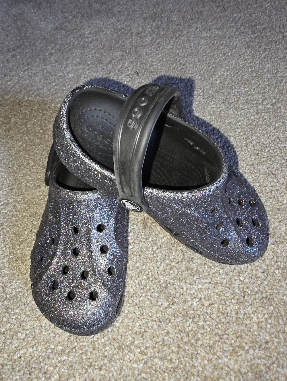 Youth CROCS Baya Glitter Clog K - Size Little Kid 12 NWOT